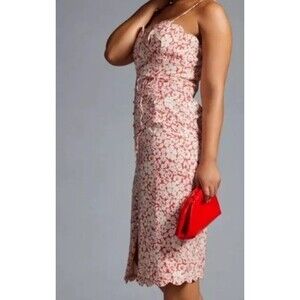 Anthropologie Scalloped Front-Slit Corset Floral Boho Dress $170 SZ 0/XS casual